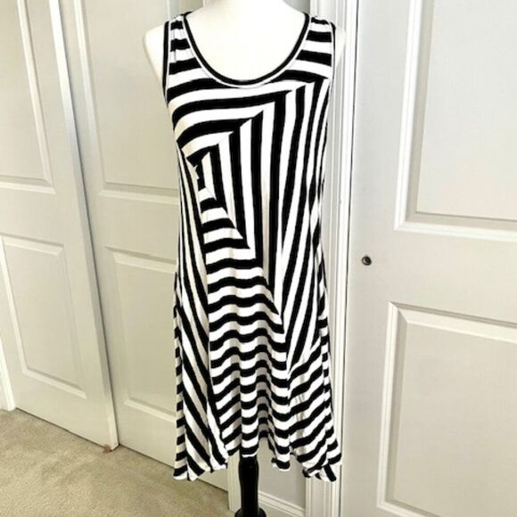 Philosophy Black White Geometric Asymmetrical Dress Size Large - Picture 1 of 4
